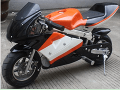 Moto Ducati Style 36V 800W Naranja y negra 2