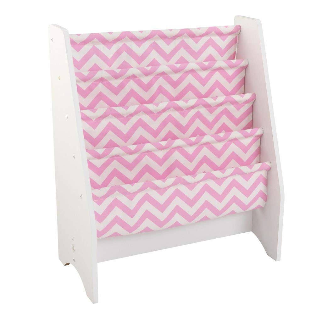 KidKraft Librero De Madera Y Tela En Rosa Y Blanco 1