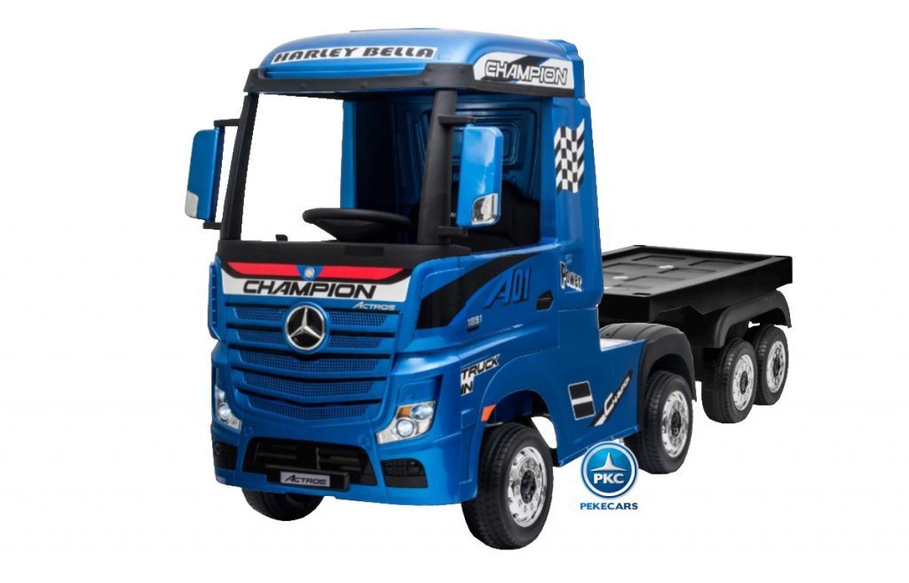 Camión Mercedes Actros 12V Azul + Trailer Negro 2