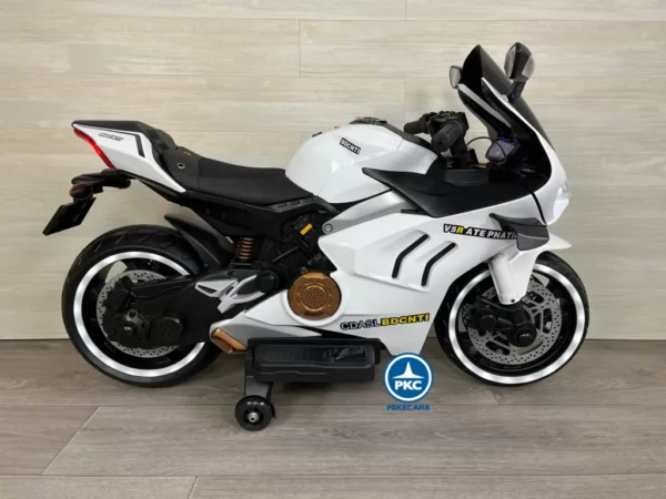 Moto de Carreras Estilo Ducati Panigale V5R 12V Blanca 8