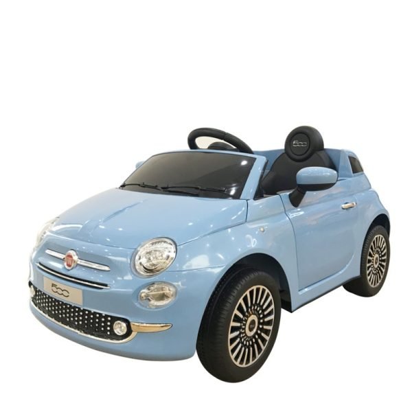 Coche eléctrico infantil fiat 500 12V en color azul 4