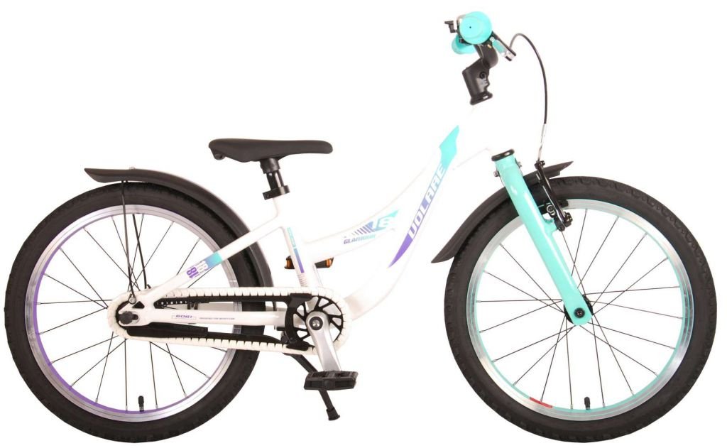 Bicicleta infantil Volare Glamour 18 pulgadas Blanco/Verde menta Colección Prime 1