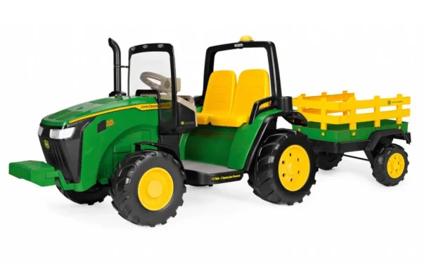 Tractor Eléctrico Infantil John Deere Dual Force 2 Plazas 12V con Remolque 3