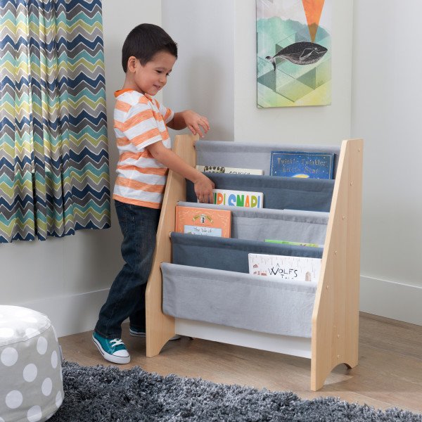 Kidkraft Libreria de Madera y Tela Gris 2