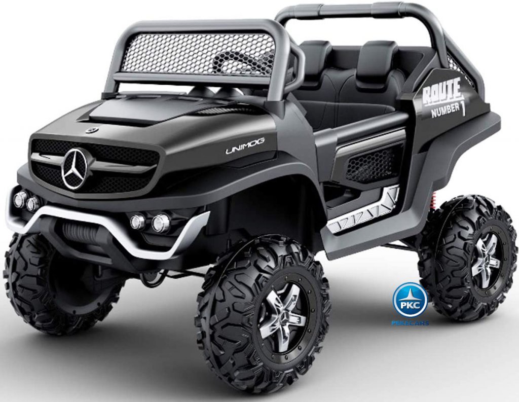 Todoterreno Mercedes Unimog 12V 2.4G Negro Metalizado con MP4 2