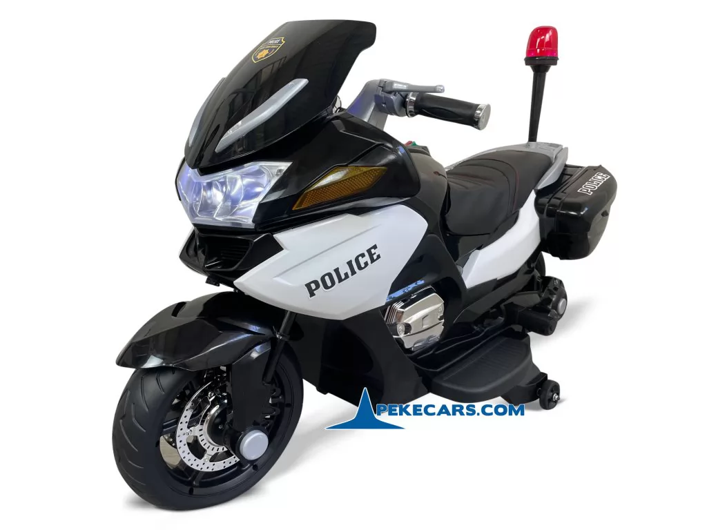 Moto de policia Blanca y Negra 12V 2 Plazas 2 Moto de policia Blanca y Negra 12V 2 Plazas 2