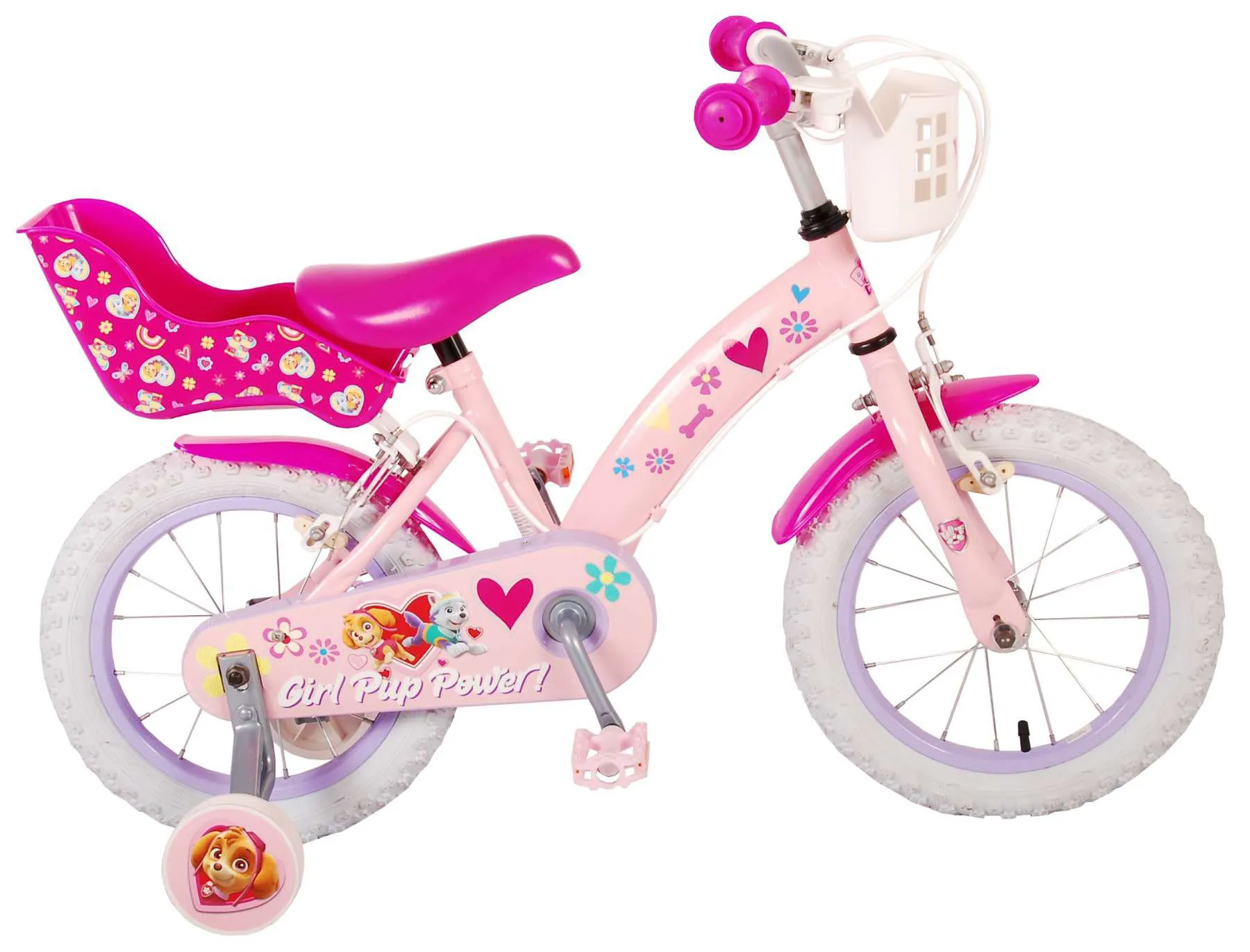 Bicicleta para niños Patrulla Canina 14 pulgadas Rosa Dos frenos 1
