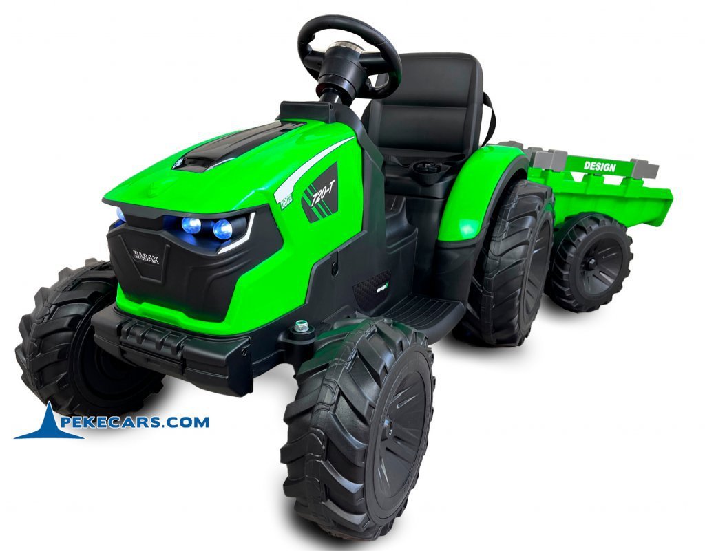 Tractor Electrico Peketrac 8100 24V Verde con Bateria Extraible y mando Radiocontrol 2.4G 1