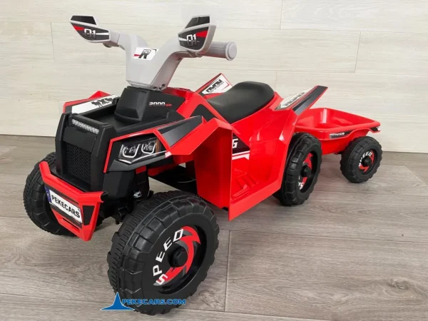 Quad Electrico Racing Speed 6V Rojo con Remolque 5