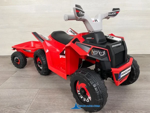 Quad Electrico Racing Speed 6V Rojo con Remolque 7