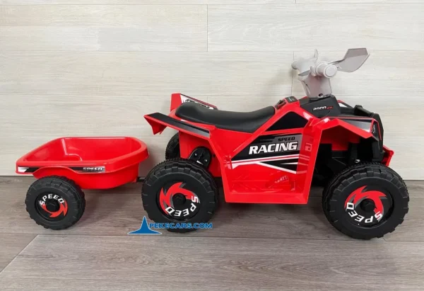 Quad Electrico Racing Speed 6V Rojo con Remolque 8