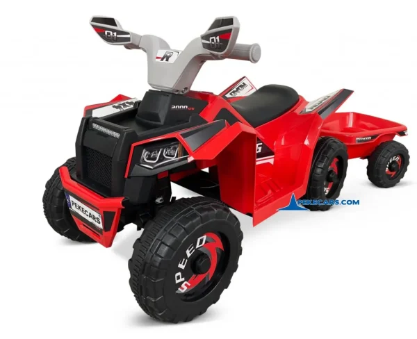 Quad Electrico Racing Speed 6V Rojo con Remolque 3