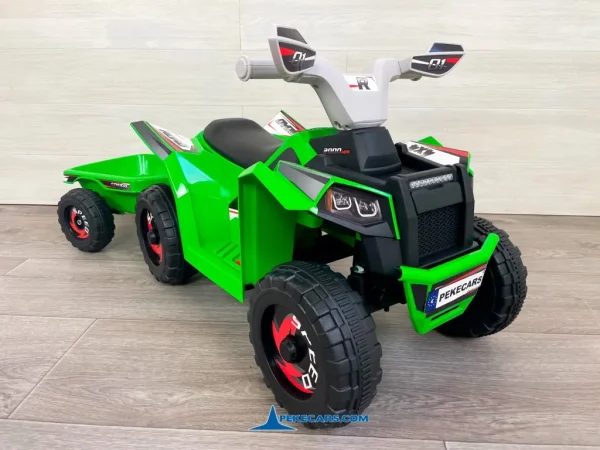 Quad Electrico Racing Speed 6V Verde con Remolque 6