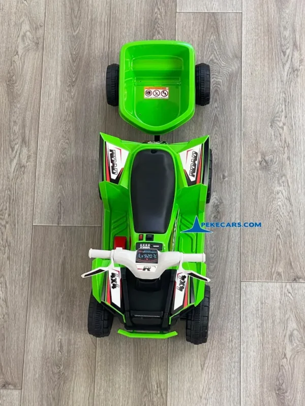 Quad Electrico Racing Speed 6V Verde con Remolque 9