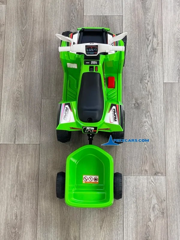 Quad Electrico Racing Speed 6V Verde con Remolque 10