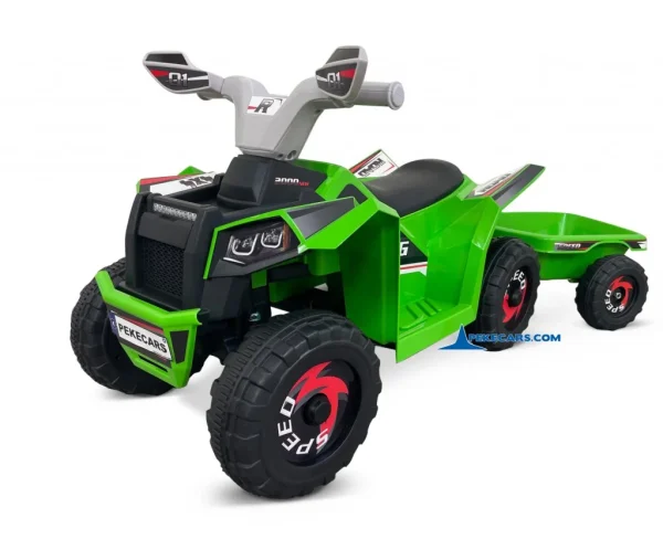 Quad Electrico Racing Speed 6V Verde con Remolque 2