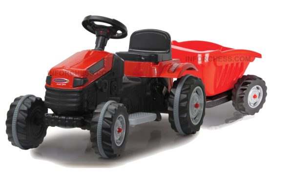 Tractor Strong Bull Rojo 6V + Remolque 3