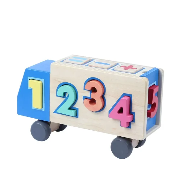 Camión de Juguete con Números de Madera 3