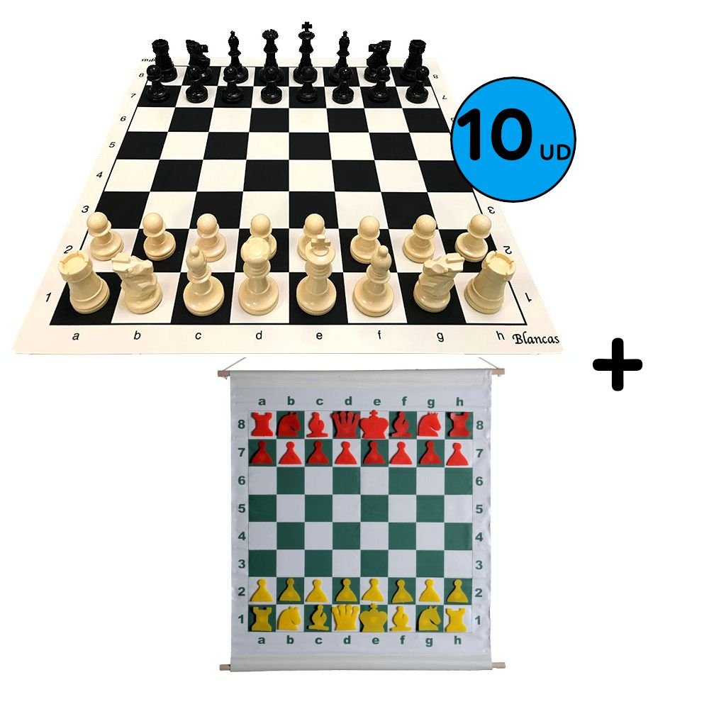 Pack 10 Juegos De Tableros De Ajedrez 45x45 + Piezas Staunton 5/6 + Mural Magnético Rojo 2 Pack 10 Juegos De Tableros De Ajedrez 45x45 + Piezas Staunton 5/6 + Mural Magnético Rojo 2