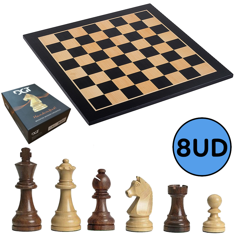 Pack 8 Tableros madera caoba negra/arce + Piezas DGT Timeless 95M 1